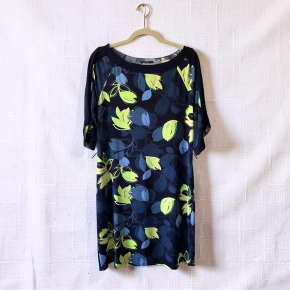 Tahari Dresses & Skirts - Tahari Navy Dress with Lime and Blue Leaf Print
